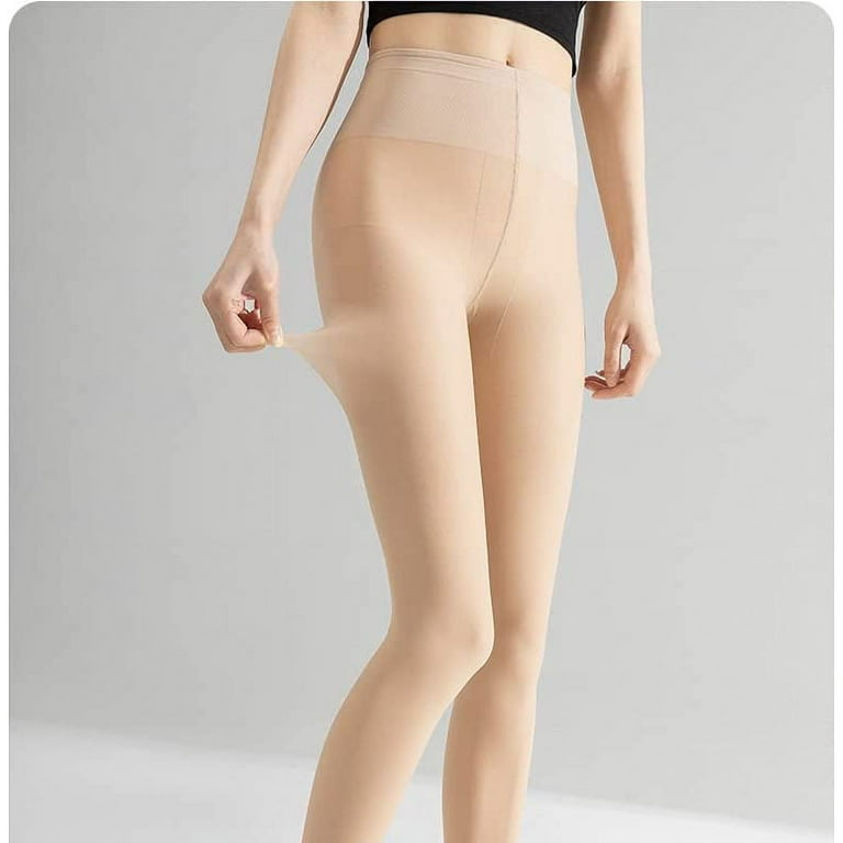 DanceeMangoos Warm Fleece Lined Translucent Pantyhose Tights, Nude