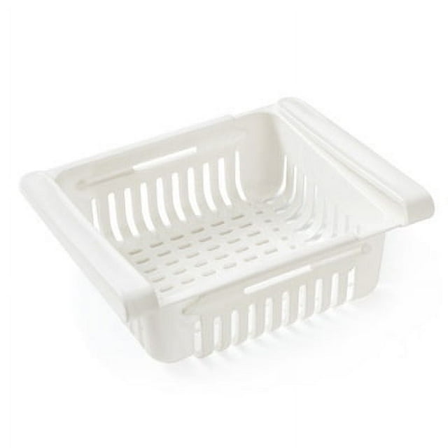 Nvzi Retractable Drawer Refrigerator Storage Box Food Preservation Sorting Storage Box Refrigerator Shelf Plastic Storage Box for Refrigerator Shelves Under 0.5 Inches - White