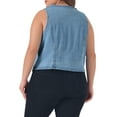 thumbnail image 4 of DARING DIVA Women's Plus Size Button Down Waistcoat Denim Vest 1X Light Blue, 4 of 6