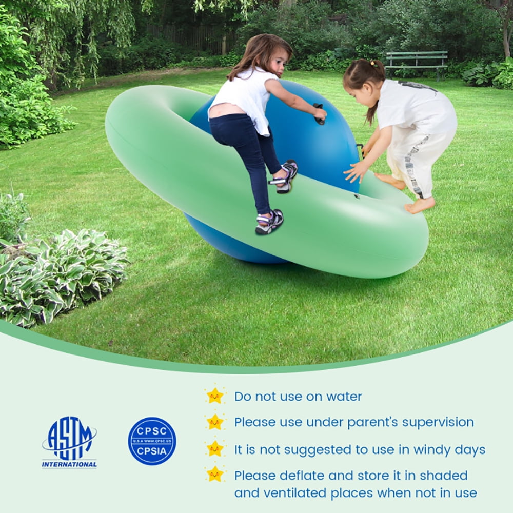 Spaco 7.5 Foot Giant Inflatable Dome Rocker Bouncer with 6 Built-in Handles for Kids-Green, Blow Up Backyard Toy for Outdoor Game Activities, Gift for Boys Girls Ages