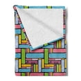 thumbnail image 2 of Abstract Soft Flannel Fleece Throw Blanket, Ornamental Squared Design Colorful Retro Pattern Stars Swirls Lines Dots, Cozy Plush for Indoor and Outdoor Use, 70" x 90", Multicolor, by Ambesonne, 2 of 5
