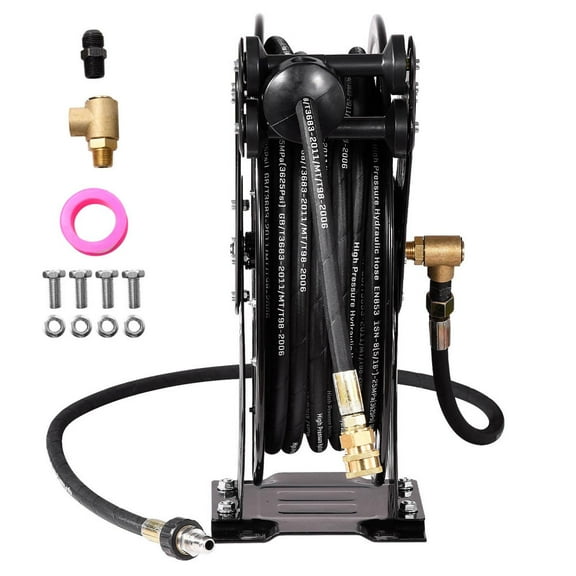 Hemousy 4000psi Washer Hose Reels with 50ft Hose Auto Rewind Double Arm for Car Washing Lawn Care