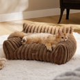 thumbnail image 1 of Sofá para cama con forma de gato, 61 cm, suave forro polar de pana, para interiores, 1 of 7