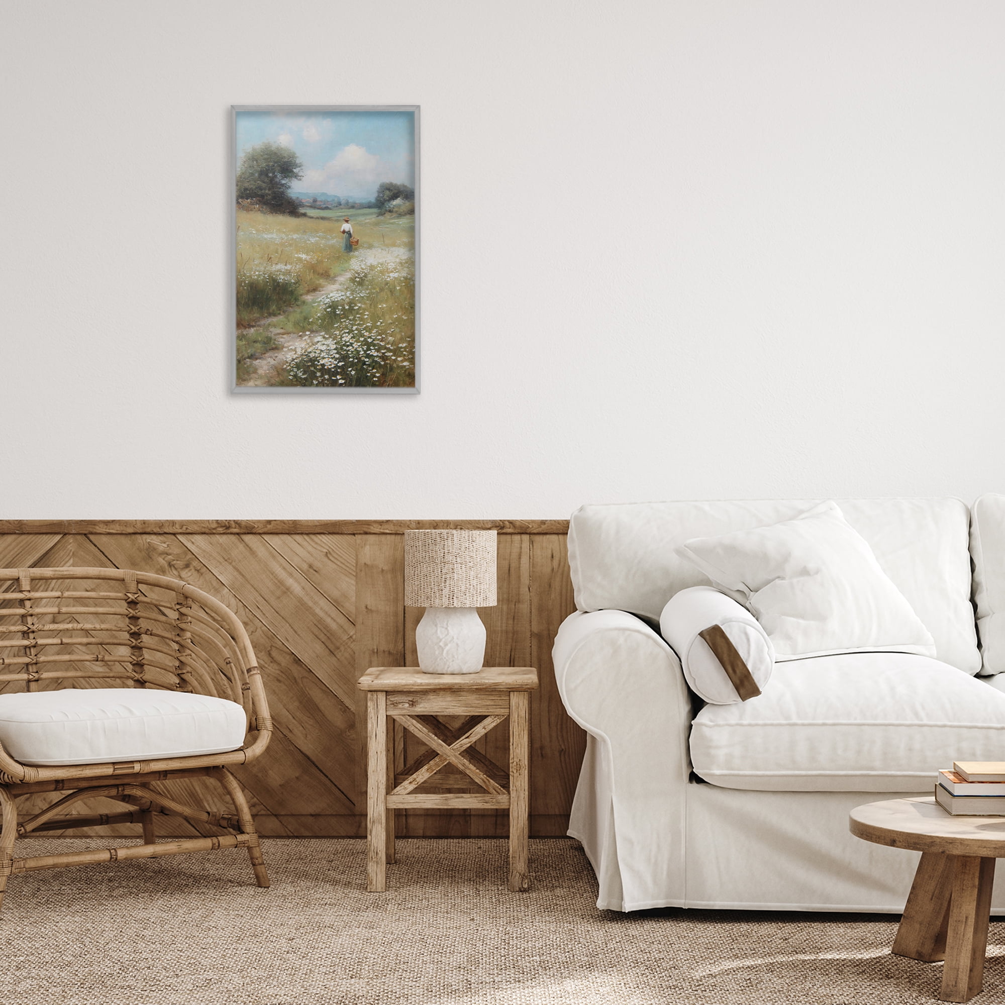 Stupell Industries Flower Gazing in Summer Meadow Gray Framed Giclee Art, design by Petal Prints Design