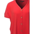 thumbnail image 5 of A2Y Women's Loose Fit Short Sleeve Button Down Front Tie Top Ruby L, 5 of 7