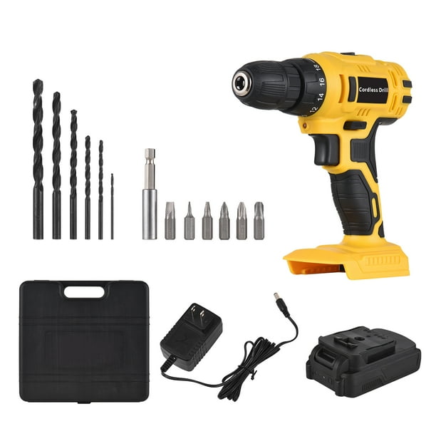 Portable Cordless Electric Drill 38 Inch Chuck Handheld Power Drill Screwdriver with 1300mAh Battery Fast 6 Drill Bits 6 Screwdriver Bits Work