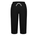 thumbnail image 6 of RQYYD Womens Cropped Capri Pants 7/8 Length Cotton Linen Summer Straight Leg Loose Beach Trousers with Drawstring Waist Pockets, 6 of 6