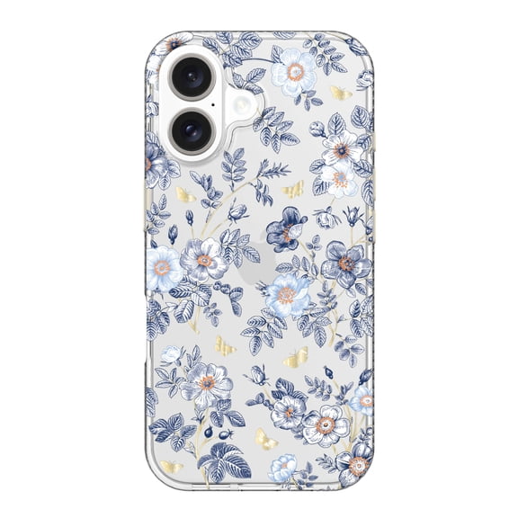 onn Blue Toile Phone Case for iPhone 16