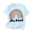 thumbnail image 4 of Hienoo Big Girls Short Sleeve Tshirt Rainbow Print T Shirt Children's Casual T-Shirt, 4 of 4