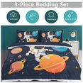 thumbnail image 5 of 3 Pcs Soft Bedding Set, Includes 1 Duvet Cover with Zipper And 2 Pillow,Shams Cartoon Space Astronaut King(102"×90"), 5 of 8