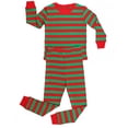 thumbnail image 2 of Elowel Matching Family Christmas Pajamas - Red & Green Striped 2-Piece Set, 2 of 6