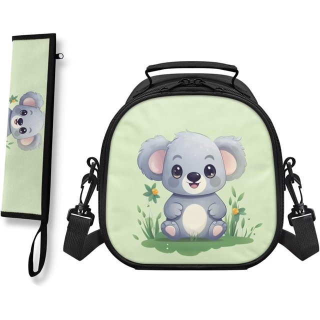 Ensemble de Sacs à Lunch pour Enfants Koala Mignon avec Sangle Réglable, Pochette pour Ustensiles de Refroidissement pour l'École, Résistant aux Déchirures et à la Saleté, Peut Tre Transporté Ou Porté à la Main pour Pique-Nique, Bateau, Plage