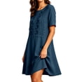 thumbnail image 5 of Dresses For Women Summer Short Sleeve Embroidered Fashion Loose-fitting Casual Comfortable Round Neck Sundresses Vacation Dresses Short Dress With Pockets, 5 of 7