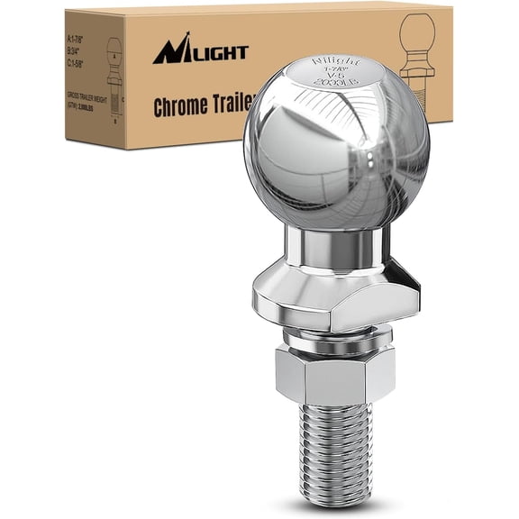 Nilight Trailer Hitch Mount with 2 Inch Trailer Ball & 1/2" Hitch Pin Clip Fits 1-1/4" Receiver Tubes 3500 lbs 1-1/4" Drop 3/4" Rise, 2 Years Warranty