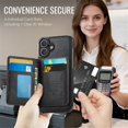 thumbnail image 4 of Case For iPhone 17 RFID Blocking Compatible With MagSafe Detachable 2 In 1 Wallet With Card Holder,PU Leather Case,  Holder Kickstand Magnetic Protective Women Men Cover,Black,For iPhone 17, 4 of 9