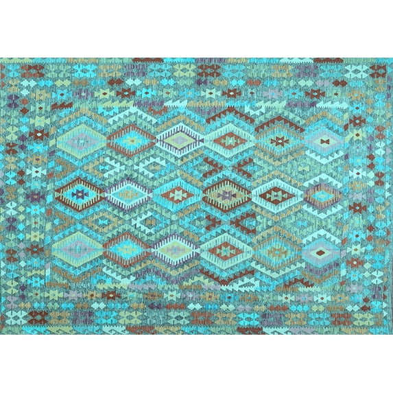 Ahgly Company Indoor Rectangle Southwestern Light Blue Country Area Rugs, 4' x 6'