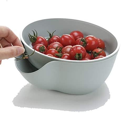for Fruits Vegetable Cleaning Washing & Mixing Khaki Space-Saver LOVIVER Kitchen Strainer/Colander Plastic Washer Bowl