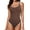 Brown, variant on DOKOTOO Women's One Piece Swimsuit Tummy Control High Cut Bathing Suit Ribbed Round Neck Sporty Swimwear