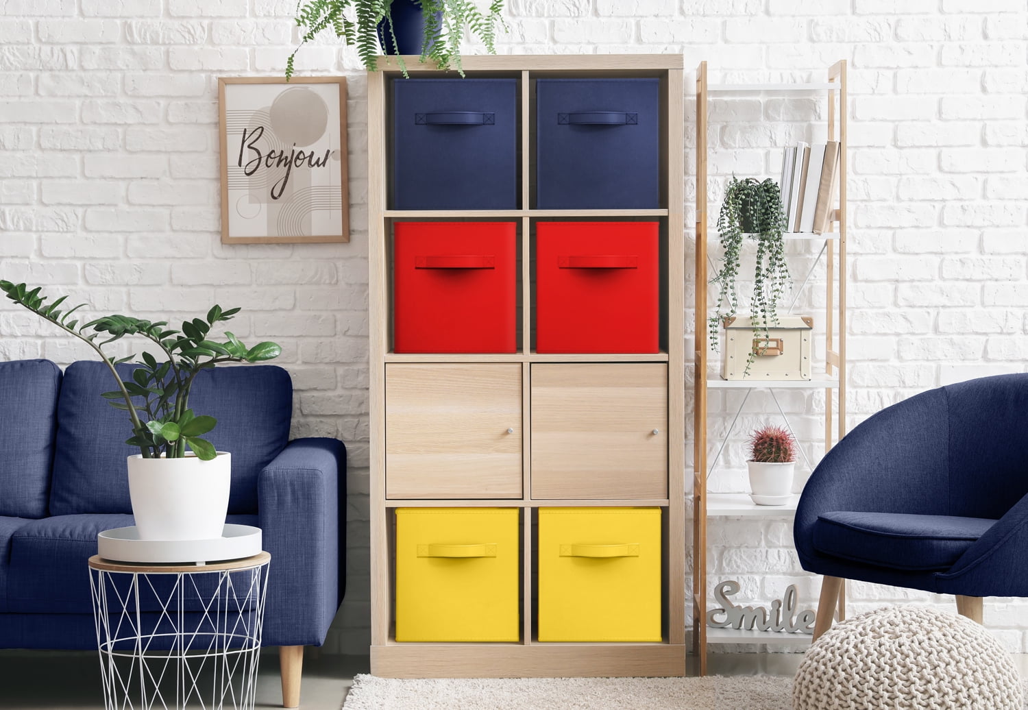 Sorbus Fabric Storage Bins 13" Foldable Cubes With Handles For Pantry, Cubbies, Toy And Closet Shelving Organization - 6Pk