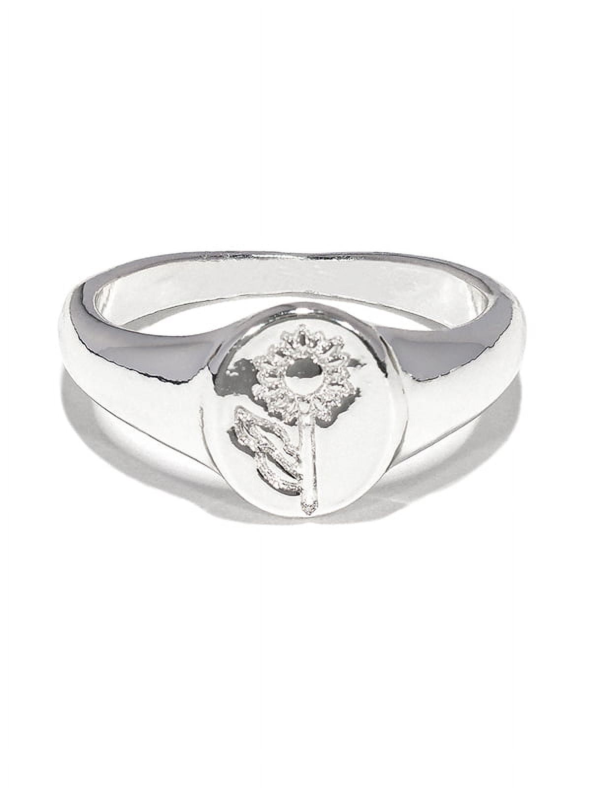 Claire's Girls Silver Chain Ring Set, Cubic Zirconia Gemstones, Medium, 5