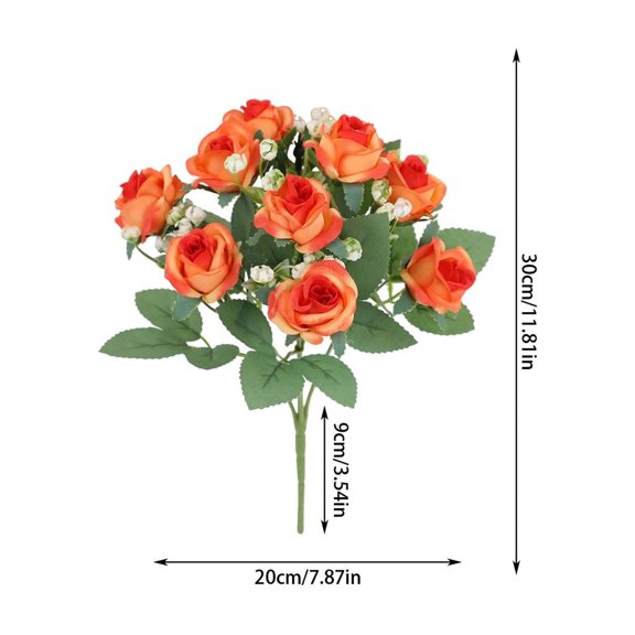 SLYNSHome 2 Bundles Artificial Flowers for Indoor Wedding Decorations for Tables Centerpieces Fake Rose Flowers Bouquet for Arrangement Vase Decor - Hot Pink