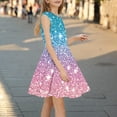 thumbnail image 5 of AUNVITO Girls Summer Sleeveless Dress with Sequins Print Round Neck Fitted Waist Casual Dress, 5 of 6