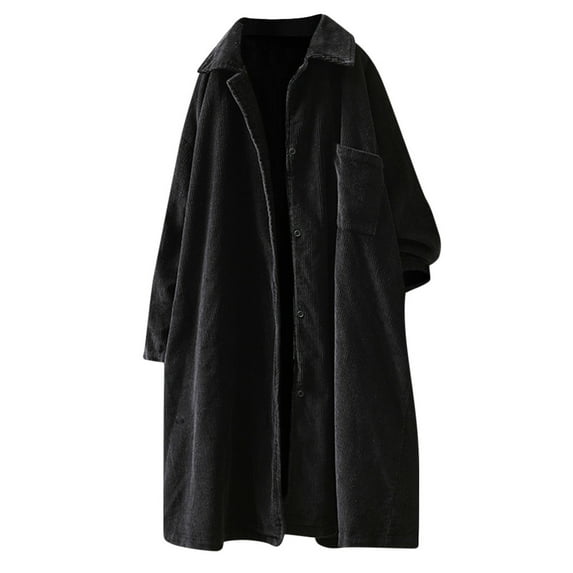 asdoklhq Womens Plus Size Coats Clearance Womens Fashion Solid Color Long Sleeve Casual Outwear Trench Coat Tops