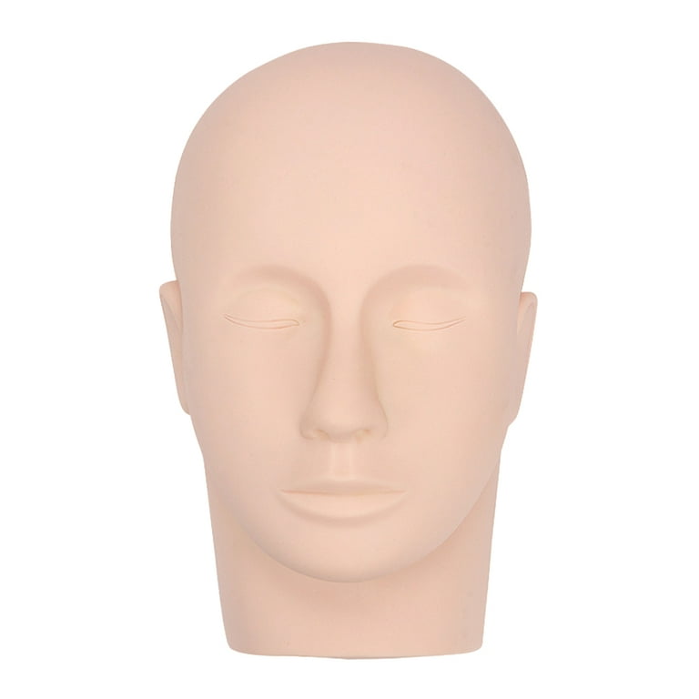 Mannequin Head Makeup Practice Cosmetology Mannequin Doll Face Head for Eyelashes Makeup Practice Display Hats Glasses with Holder White Makeup, Size