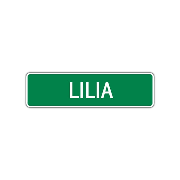 Lilia Girls Children Name Letter Printed Label Wall Plaque Decoration Indoor Outdoor Aluminum Metal Sign 4"x13.5"