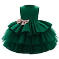 thumbnail image 3 of Fesfesfes Kids Girls Ruffled Princess Dress Infant Toddler Girls Bridesmaid Gown Tulle Birthday Party Dress Under 10$, 3 of 9