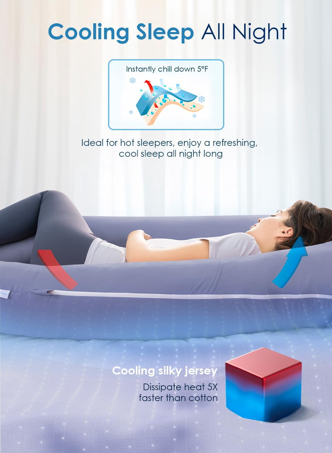 Pillows  60 Inch U Shaped Body Pillow For Sleeping Extra Long Maternity Women Support Adults With Soft Silky Cover Blue