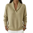 thumbnail image 2 of Womens Sweaters Fall Fashion Long Sleeve Tops V Neck Business Casual Collared Knit Tunic Pullover Outfits, 2 of 3