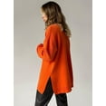 thumbnail image 2 of Hotian Women Solid Turtleneck Sweater Casual Long Sleeve Knitted Pullover Sweater Tops with Side Split Orange L, 2 of 4