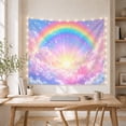 thumbnail image 5 of Rainbow Over Glowing Pastel Clouds with Hearts and Sparkles, Dreamy Fantasy for Kids and Teens, Wall Art Decor, Birthday Gift Tapestry Wall Hanging for Bedroom and Dorm, 5 of 7