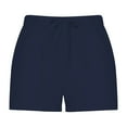 thumbnail image 5 of PUYAHG Women's 7" Linen Cotton Shorts Workout Gym Solid Color Comfortable Elastic Wide Leg Casual Shorts Drawstring High Waisted with Pocket Blue,L, 5 of 5