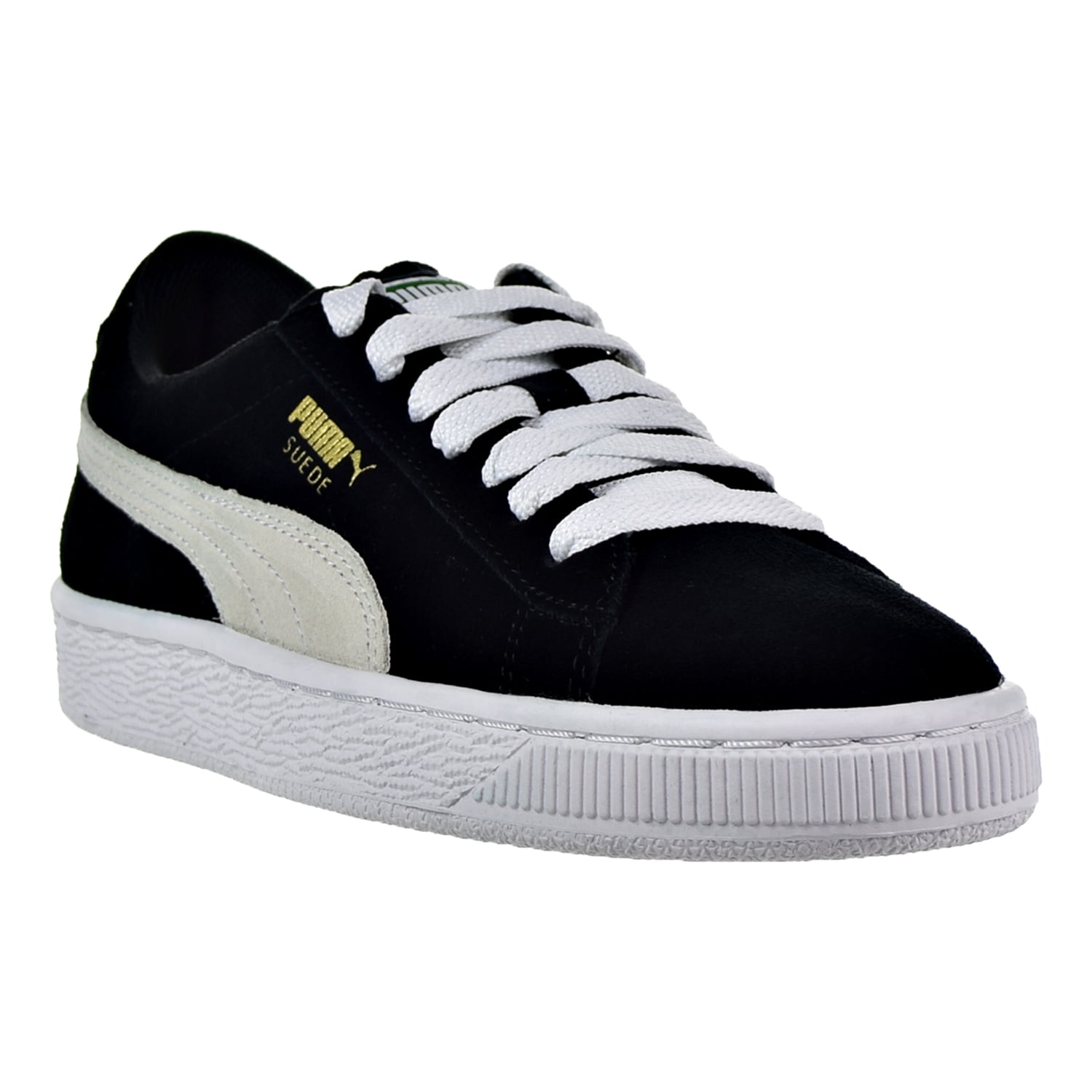 Suede Jr Gradeschool Boys Shoe Size 7, Color: Black/White
