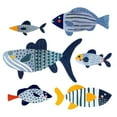 thumbnail image 2 of Barnes, Victoria 12x12 Black Ornate Wood Framed with Double Matting Museum Art Print Titled - Patterned Fish II, 2 of 4