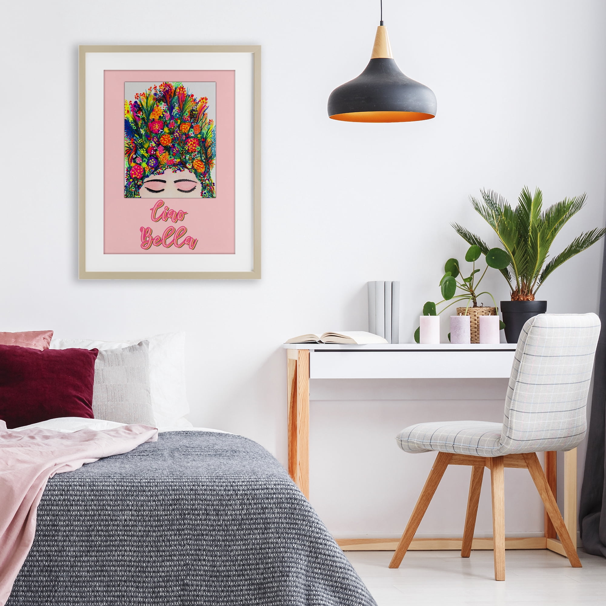Stupell Industries Ciao Bella Floral Woman Birch Framed Print Under Glass, design by Pooja Dave