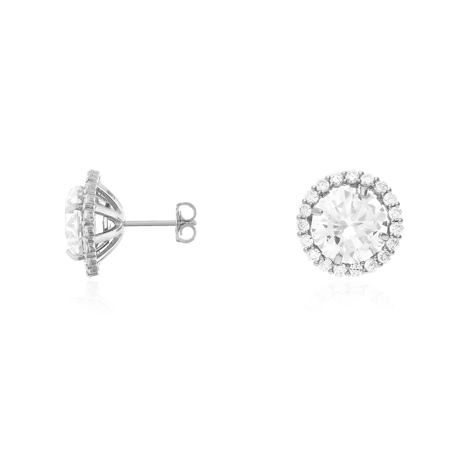 14K White Gold Created Diamond Halo Earring Jackets And Studs - image 3 of 5
