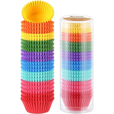 Bright Rainbow Standard Cupcake Liners Solid Colorful Paper Baking Cups 400-Count