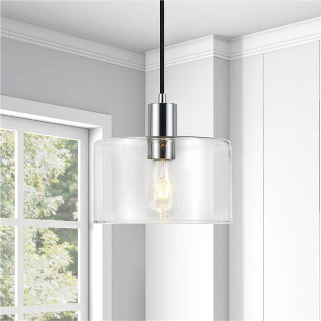 Henn & Hart PD0098 Henri Polished Nickel & Clear Glass Pendant