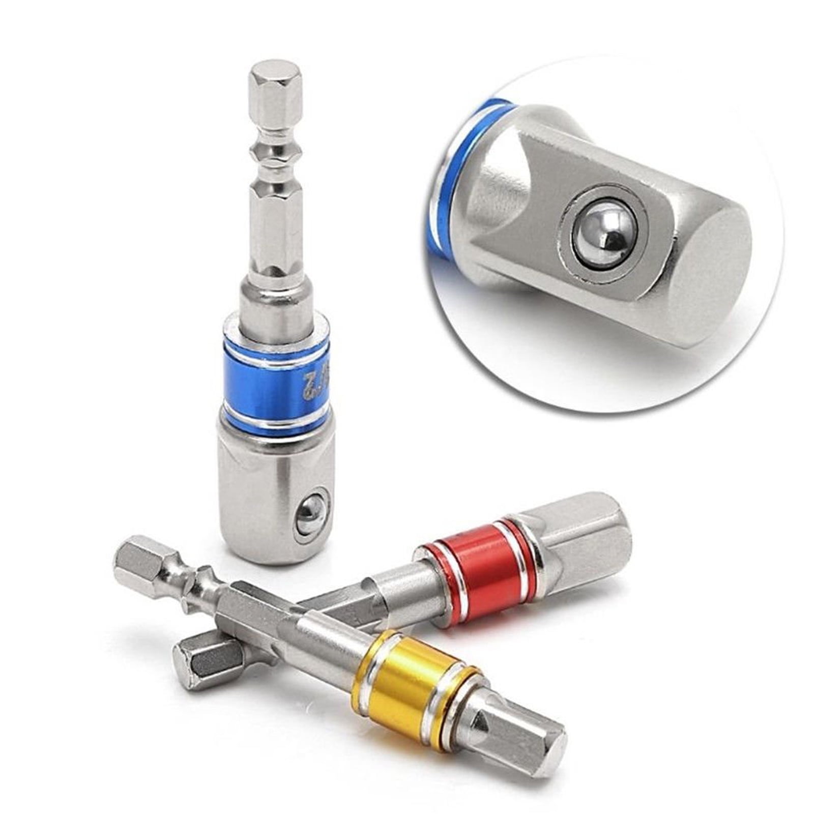 Drill to Socket Adaptor Set Drive 1//4 3//8 /& 1//2 Inch Sockets with power drills