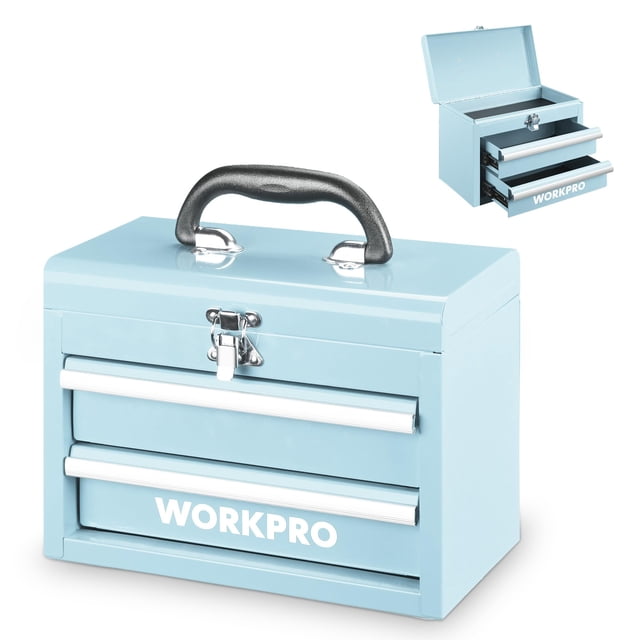 Caja de herramientas portátil WORKPRO con 2 cajones de metal con rodamiento de bolas
