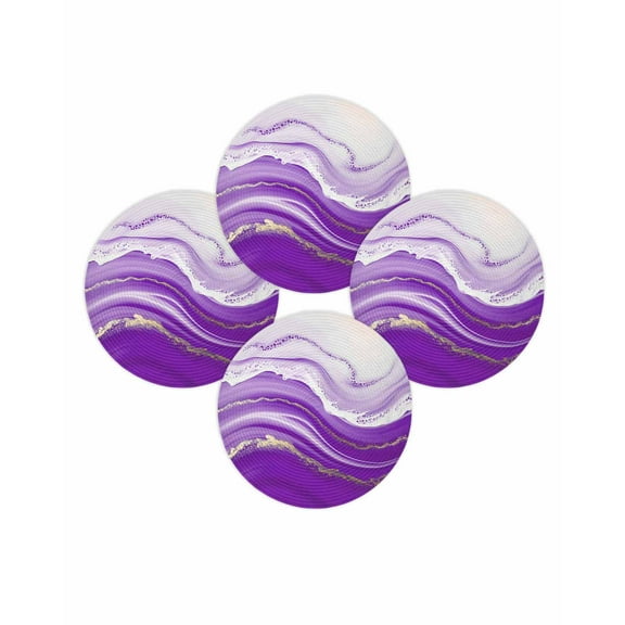 Round Placemats Set of 4 Purple Waves Place Mats Washable Woven Placemat Abstract Gradient Fluid Art Circle Braided Table Mat for Kitchen Dining Table Party Home Decor 15 Inch
