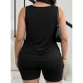 thumbnail image 2 of Cuteduck Women's Plus Size Outfit Sets Summer Sleeveless Crew Neck Loose Fit Casual Two Piece Lounge Suit with Pockets & Printed Pattern 1X-4X, 2 of 9