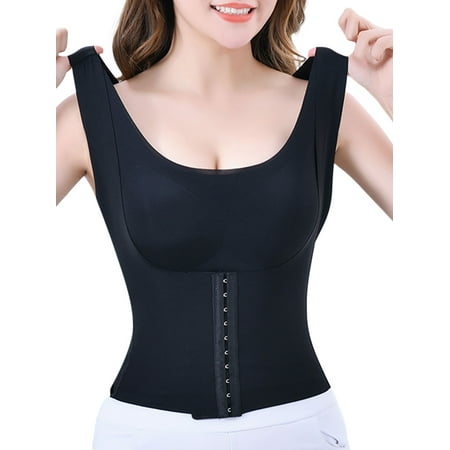 

Womens Shapewear 4 In 1 Solid Color Front Buckle Corset Plus Size Chest Support Body Slimming Waist Trainer