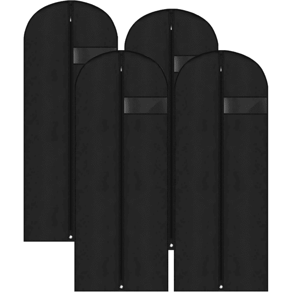 YUANSONG 4 PCS 39 Inch Long Dress Garment Bags, Waterproof Dress Cover with Clear Window for Hanging Gowns, Coats, Jackets, Dresses, Shirts, Suits (Black)