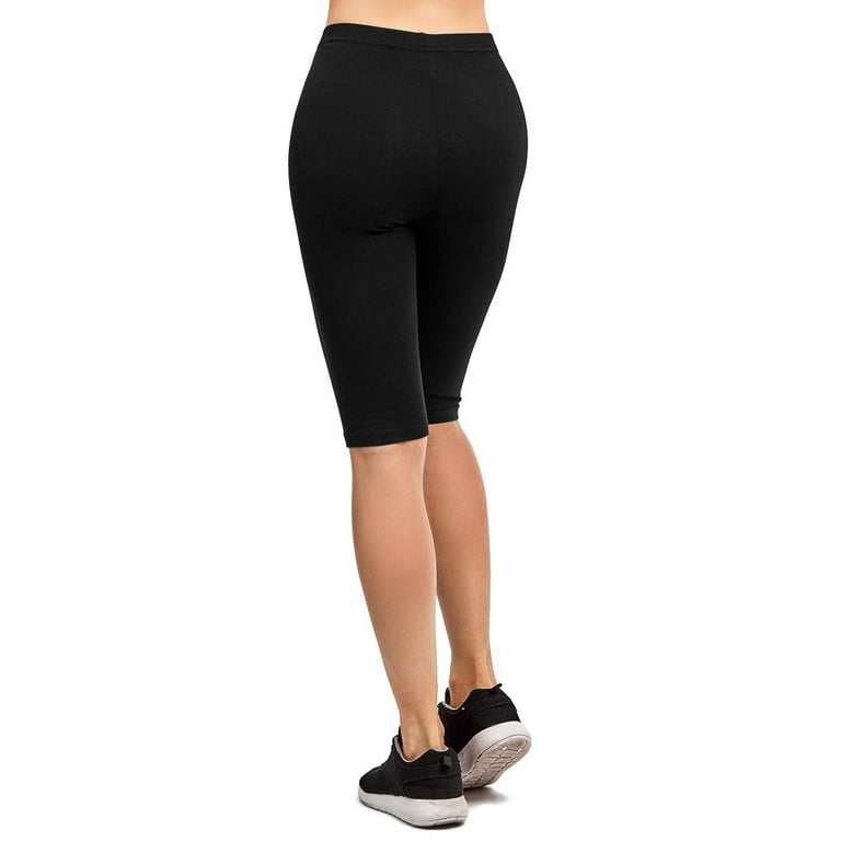 DailyWear Womens Solid Knee Length Short Yoga Cotton Leggings Black, Medium