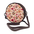 thumbnail image 2 of Zufioo Skull Retro record lips Print Leather Shoulder Round Bag, Waterproof Leather Crossbody Bag, Detachable Shoulder Strap and Carrying Loop, Women's Luggage Accessories-One Size, 2 of 5