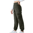 thumbnail image 6 of asjyhkr Cargo Pants Women Fleece Elastic Waist Jogger Casual Thermal Breathable Hiking Homewear Workout Pants with Pockets, 6 of 6